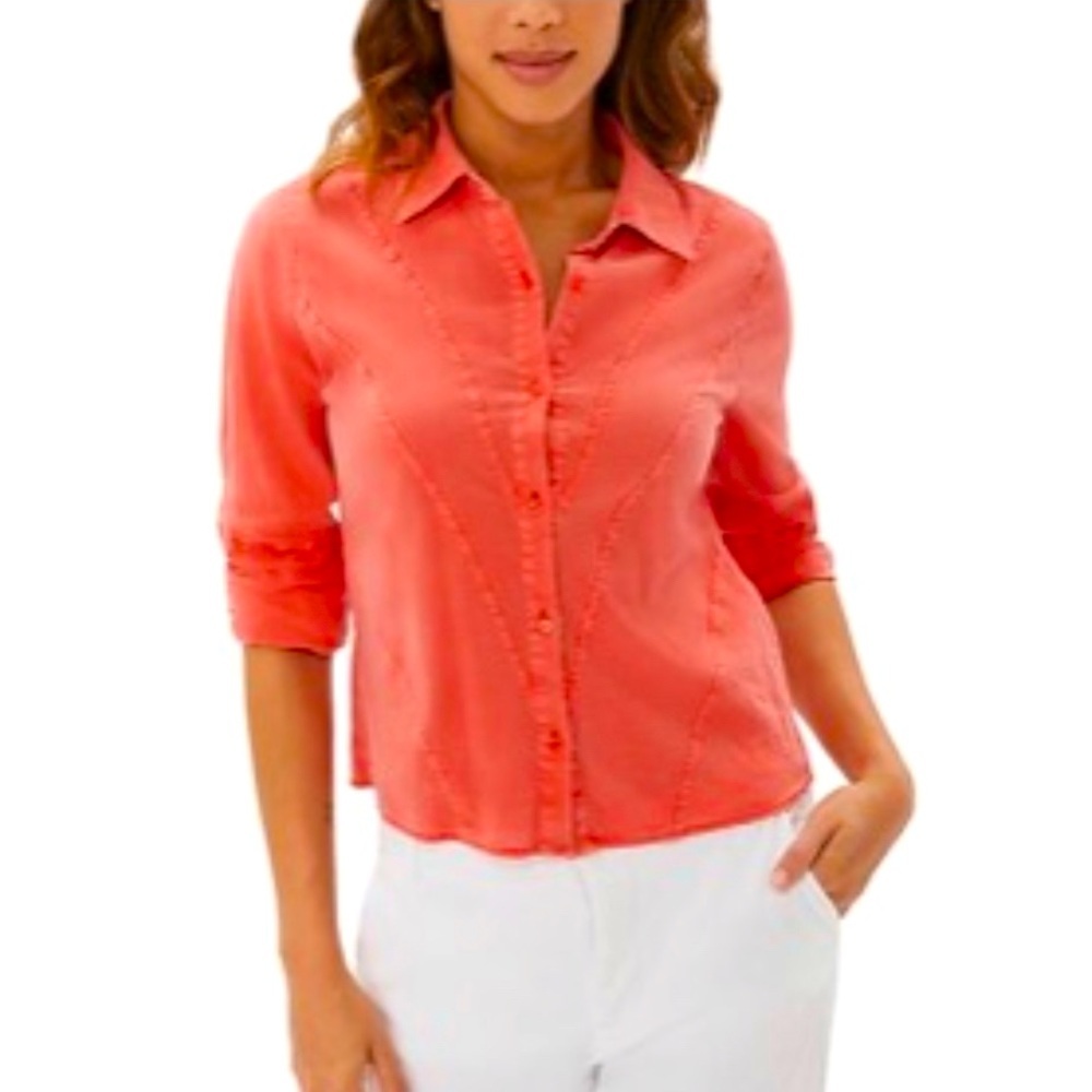 Ecru NWT Sz S Hepburn Garment Dye Shirt, Orange 🍊